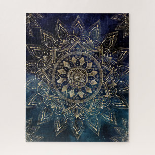 Elegant Gold Mandala Blue Galaxy Design Legpuzzel