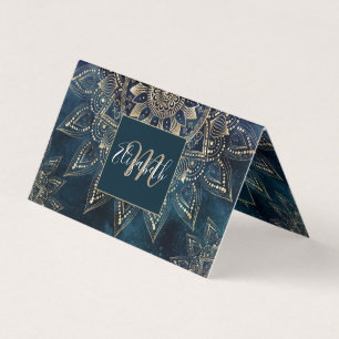 Elegant Gold Mandala Blue Galaxy Design Visitekaartjes