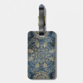 Elegant Gold Mandala Blue Whimsy Design Bagagelabel (Achterkant verticaal)