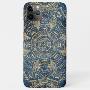 Elegant Gold Mandala Blue Whimsy Design iPhone 11 Pro Max Hoesje