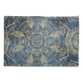 Elegant Gold Mandala Blue Whimsy Design Kussensloop (Achterkant-Links)