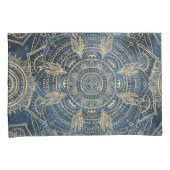 Elegant Gold Mandala Blue Whimsy Design Kussensloop (Voorkant-Rechts)