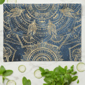 Elegant Gold Mandala Blue Whimsy Design Theedoek (Gevouwen)