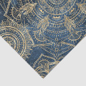Elegant Gold Mandala Blue Whimsy Design Tissuepapier (Detail)