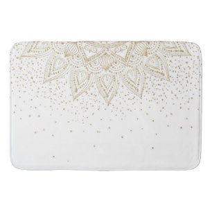 Elegant Gold Mandala Confetti Design Badmat