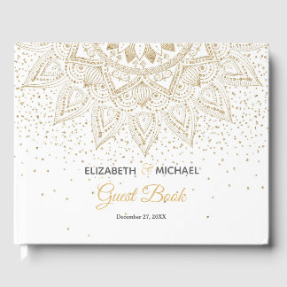 Elegant Gold Mandala Confetti Design Gastenboek