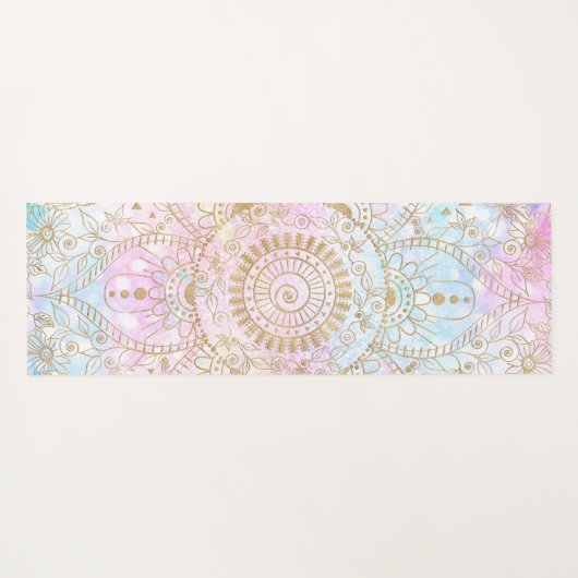 Elegant Gold Mandala en holografisch glitter desig Yogamat (Achterkant (horizontaal))