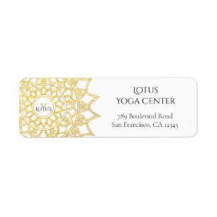 Elegant Gold Mandala Monogram Return Address Etiket
