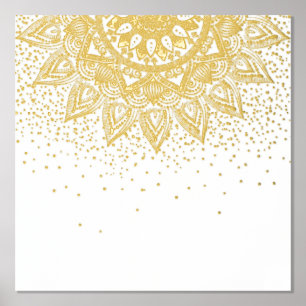 Elegant Gold Mandala Stippen Design Folie Afdrukken