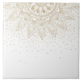 Elegant Gold Mandala Stippen Design Tegeltje (Voorkant)