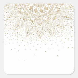Elegant Gold Mandala Stippen Design Vierkante Sticker