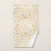 Elegant Gold Mandala Sunflower White Pattern Bad Handdoek (Handdoek)