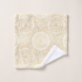 Elegant Gold Mandala Sunflower White Pattern Bad Handdoek (Wasdoekje)