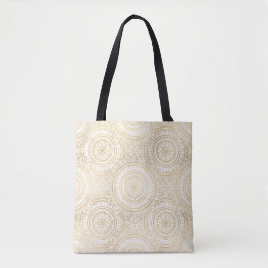 Elegant Gold Mandala Sunflower White Pattern Draagtas (Voorkant)