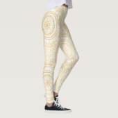 Elegant Gold Mandala Sunflower White Pattern Leggings (Rechts)