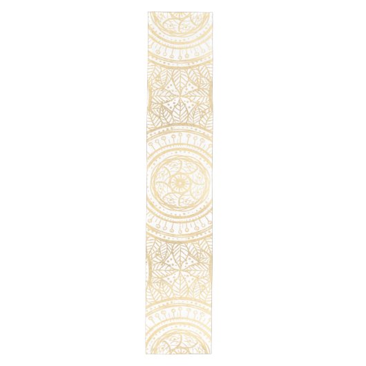 Elegant Gold Mandala Sunflower White Pattern Medium Tafelloper (Voorkant)