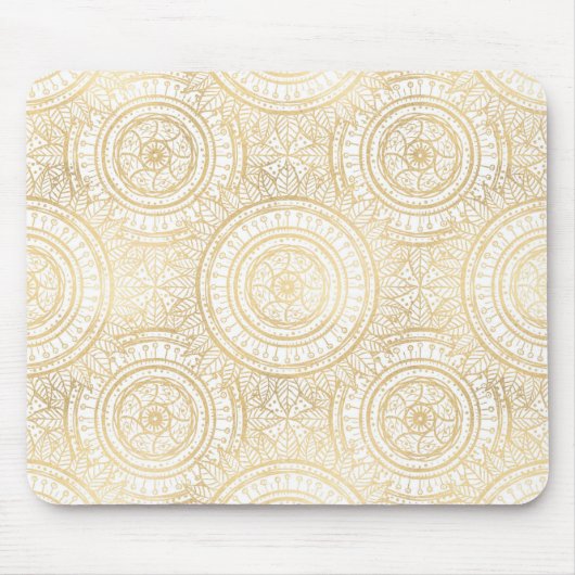Elegant Gold Mandala Sunflower White Pattern Muismat (Voorkant)