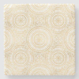 Elegant Gold Mandala Sunflower White Pattern Stenen Onderzetter