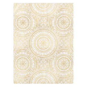 Elegant Gold Mandala Sunflower White Pattern Tafelkleed