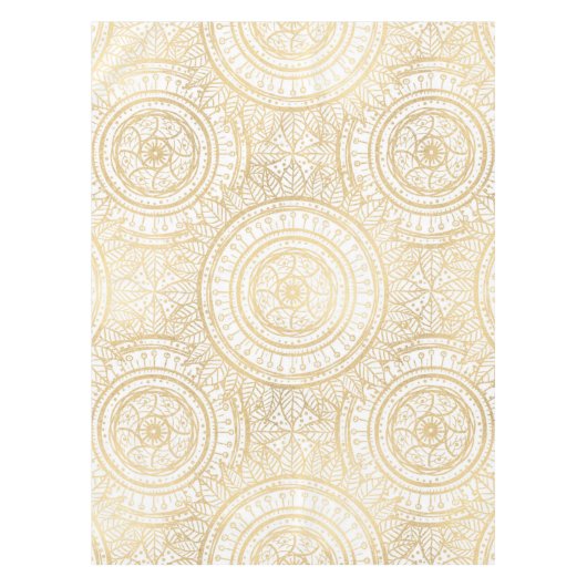 Elegant Gold Mandala Sunflower White Pattern Tafelkleed (Voorkant)