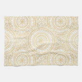 Elegant Gold Mandala Sunflower White Pattern Theedoek (Horizontaal)
