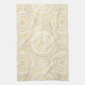 Elegant Gold Mandala Sunflower White Pattern Theedoek (Verticaal)