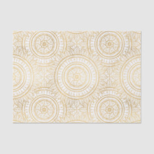 Elegant Gold Mandala Sunflower White Pattern Tissuepapier