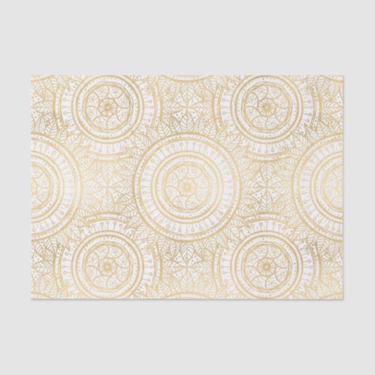 Elegant Gold Mandala Sunflower White Pattern Tissuepapier (Voorkant)