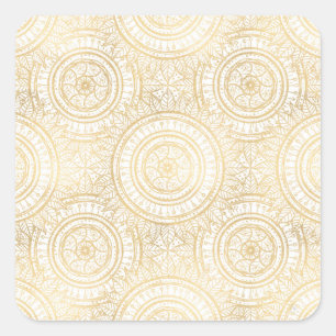 Elegant Gold Mandala Sunflower White Pattern Vierkante Sticker