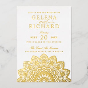 Elegant Gold Mandala Wedding Folie Uitnodiging