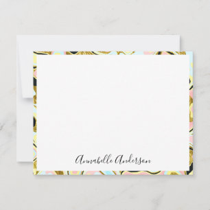Elegant Gold Marble Border Note Card Notitiekaartje