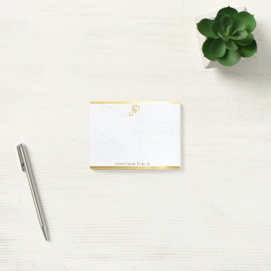 Elegant Gold Marble Modern Clean Design Sjabloon Post-it® Notes (Kantoor)