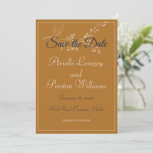 Elegant Gold, marine en White Save the Date Kaart (Staand voorkant)