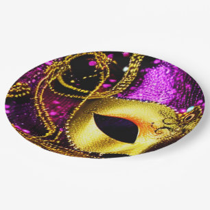 Elegant Gold Mask Papieren Bordje