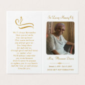Elegant Gold Memorial Dossier photo carte de prièr (Outside Unfolded)