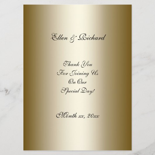 Elegant Gold, Menu Mariage noir (Dos)