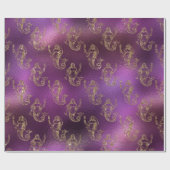 Elegant Gold Mermaid Pattern Paars Metallic Shiny Cadeaupapier (Vlak)