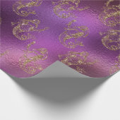 Elegant Gold Mermaid Pattern Paars Metallic Shiny Cadeaupapier (Hoek)