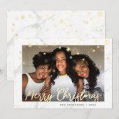 Elegant Gold Merry - Aangepaste kerstfoto Feestdagenkaart (Voorkant / Achterkant)