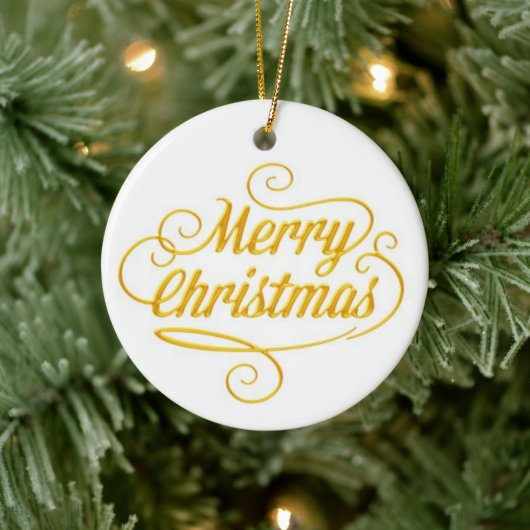 Elegant Gold Merry Christmas Text Ornament (Boom)