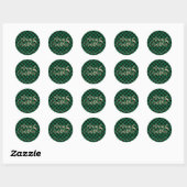 Elegant Gold Merry-kerst, zwart en groen gekleed Ronde Sticker (Vel)