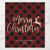 Elegant Gold Merry-kerst zwart-wit, Red Pset Wijn Etiket (Enkel label)