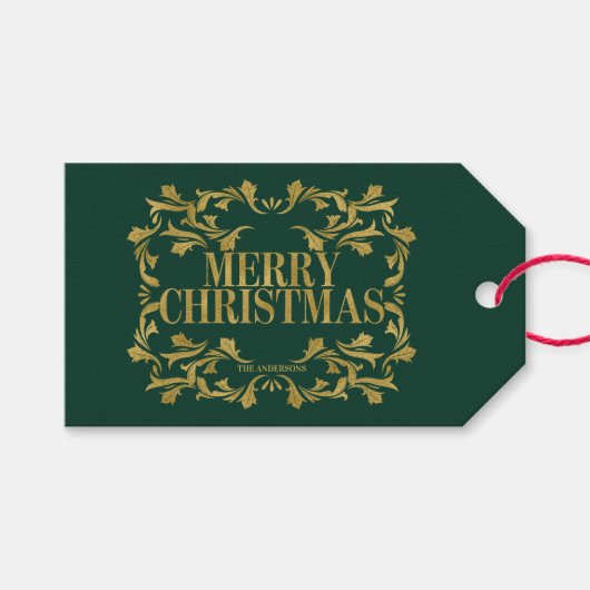 Elegant Gold Merry kerstcadeau Label Cadeaulabel (Voorkant (Horizontaal))