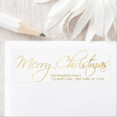 Elegant Gold Merry-kersthandschrift Etiket (Insitu)