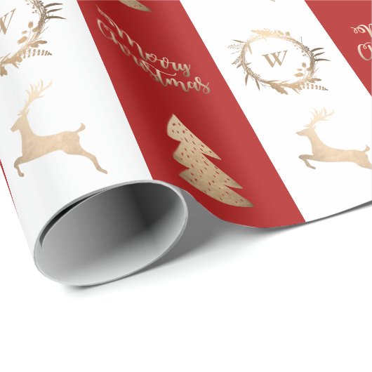 Elegant Gold Merry-kerstmonogram Cadeaupapier (Rol Hoek)