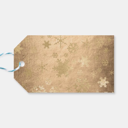 Elegant Gold Merry-kerstsnowflake-patroon Cadeaulabel (Achterkant Horizontaal)