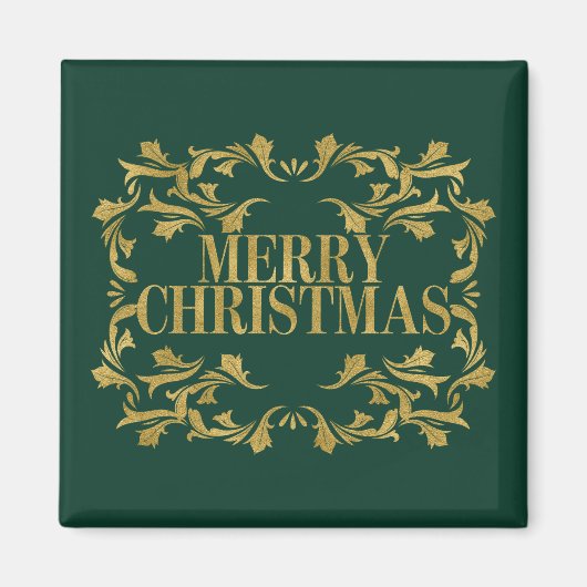 Elegant  Gold Merry-kerstvierkant Magnet Magneet (Voorkant)
