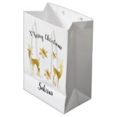 Elegant Gold Merry-sneeuwvlokken voor kerst Medium Cadeauzakje (Voorkant Gekanteld)