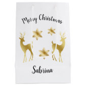 Elegant Gold Merry-sneeuwvlokken voor kerst Medium Cadeauzakje (Achterkant)