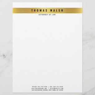 Elegant Gold met Gold Lines Letterhead Briefhoofd